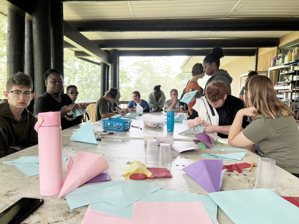 Crafts-activities A group of campers spend the afternoon at craft time