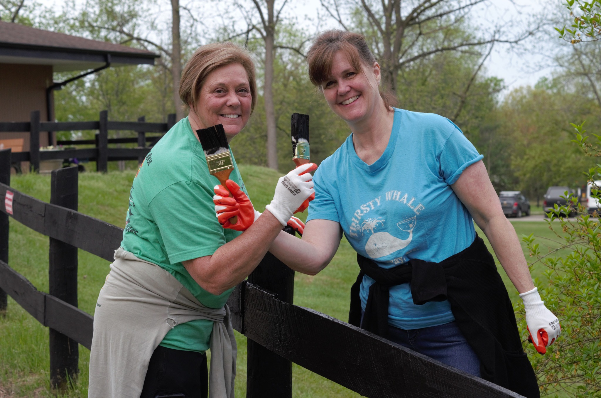 two women volunteer on Clean Up Day at The Fowler Center