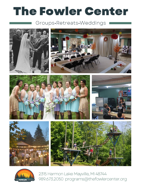 a flyer displaying our group events. Weddings, corporate retreats, teambuilding camps and more.